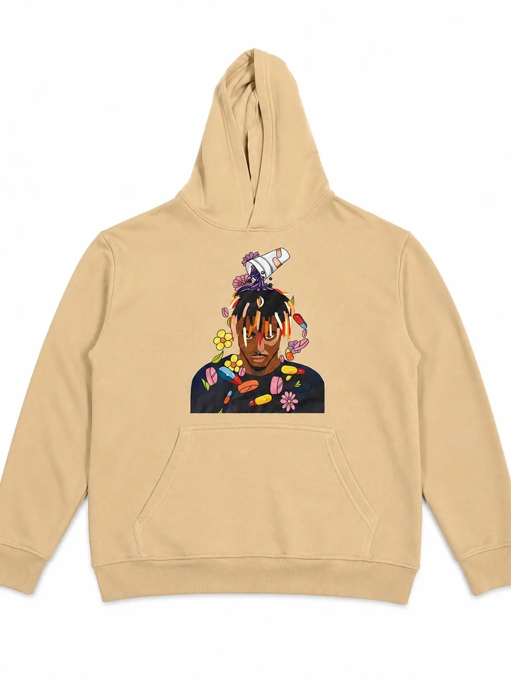 Juice WRLD Graphic Hoodie Beige Men’s/Unisex Size Small Fleece Lined
